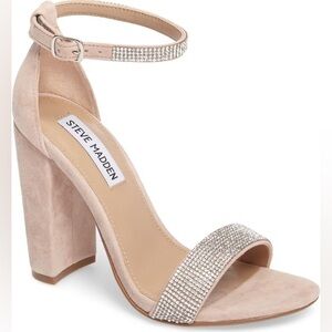 Steve Madden Karina nude suede rhinestone embellished heels